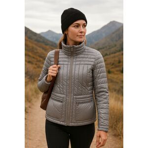 Halifax Traders Ultra Light Down Gray Jacket M NWOT